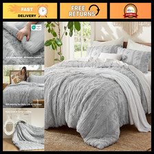 Oversized King Boho Comforter Set - Light Grey 3-Piece Soft Jacquard Bedding, Fa