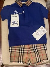 Burberry Boys Authentic Johane Polo Hal Archive Beige Chk Shorts NWT 12m