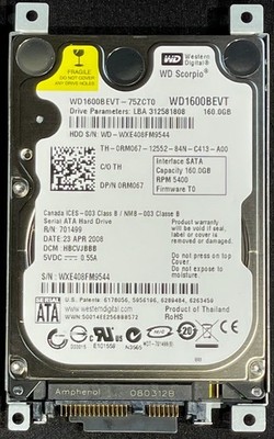 Western Digital Scorpio 160GB 5400RPM 2.5'' HDD / WD1600BEVT / RM067 / P236F
