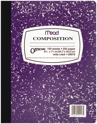 Mead Composition breites liniertes Notizbuch 9,75 Zoll x 7,5 Zoll - 100 Blatt 09918