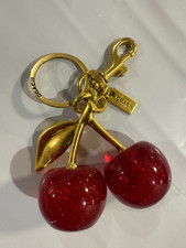 Coach Red Cherry Apple Bag Charm Keychain Resin Metal Brass Purse Decoration