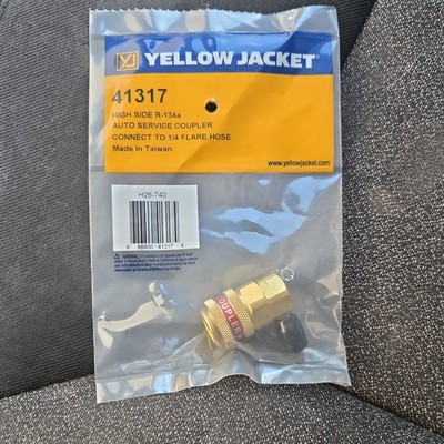 Yellow Jacket 41317 R-134a Auto Service Coupler Brass 1/4 Flare Plug End