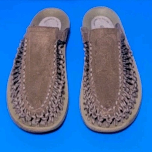 Sandali da uomo Keen Uneek Slide Slip On Mule in pelle marrone intreccio cordino taglia 14