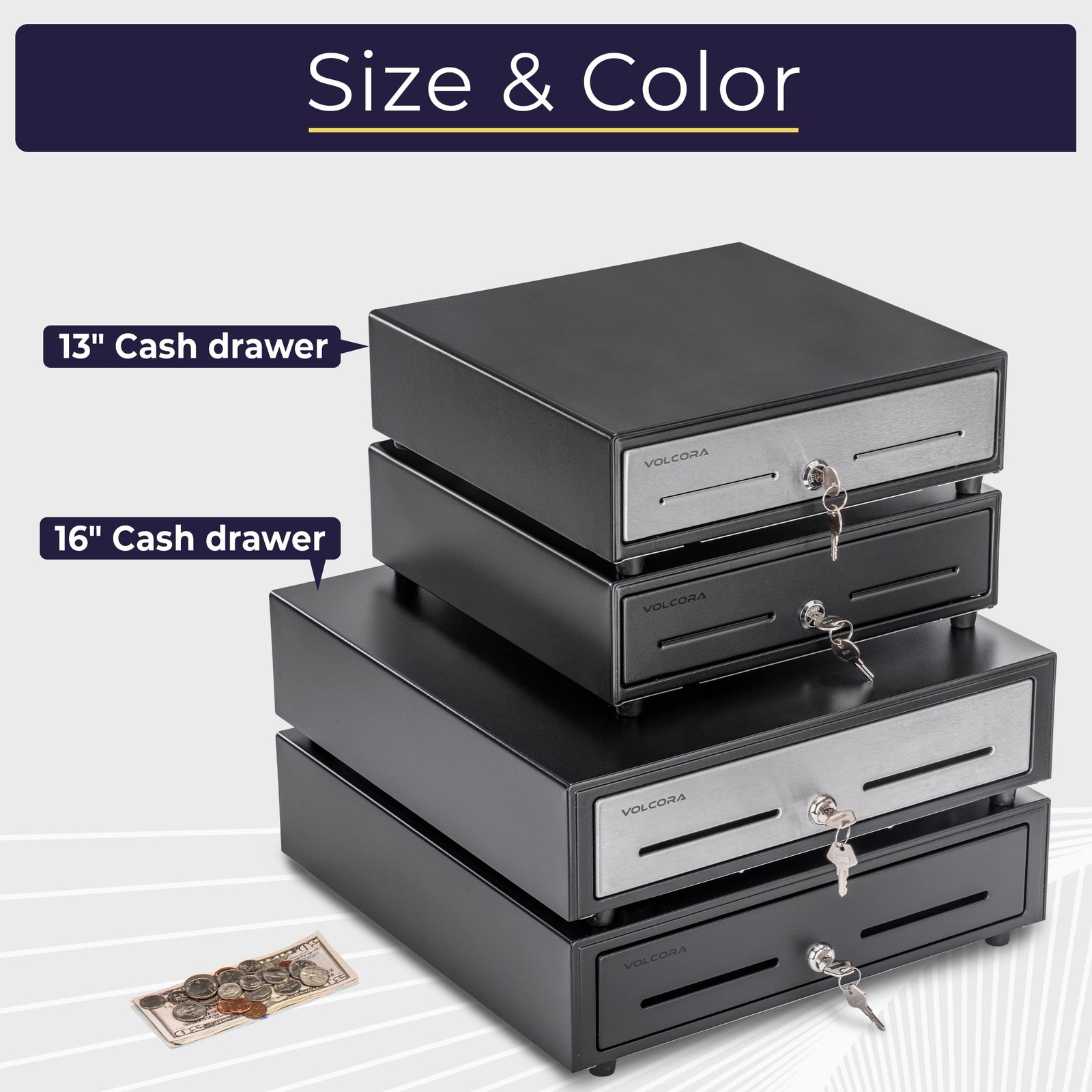 как выглядит Manual Push Open Cash Register Drawer 16" POS System Black Stainless фото