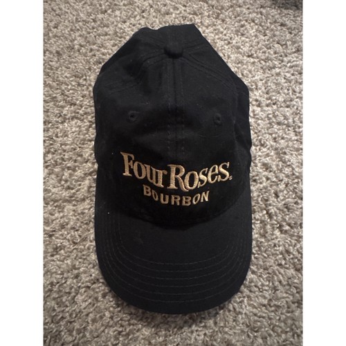 Four Roses Bourbon Hat Black Cotton Adjustable Baseball Cap Logo Distillery OSFA