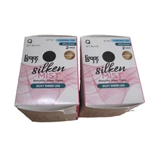 New 4 Pairs Women's  Leggs Silken Mist Black  Control Top Pantyhose Tights  Q