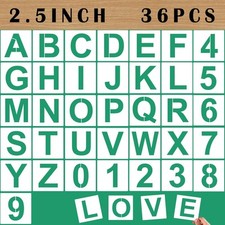 36PCS Letter Stencils 2.5 inch Reusable Plastic, Small Alphabet and