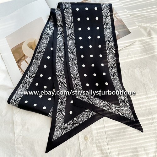 Sallys Satin Silk Oblong Scarf Paisley Ribbon 2 Layer Headband Necktie 150*16cm - Picture 11 of 29