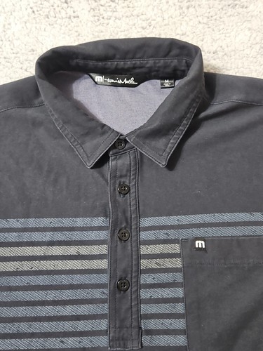 Camisa Polo Travis Mathew Talla Mediana Para Hombre Bolsillo en el Pecho Golf Negra Algodón Pima - Imagen 4 de 7