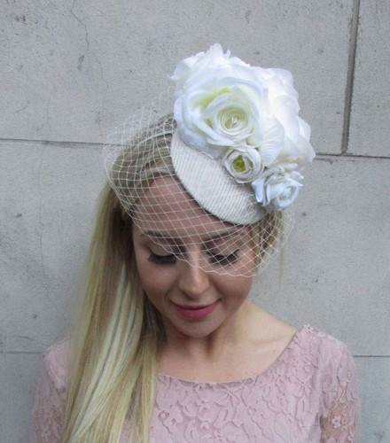 Rose Flower Fascinator Pillbox Hat 