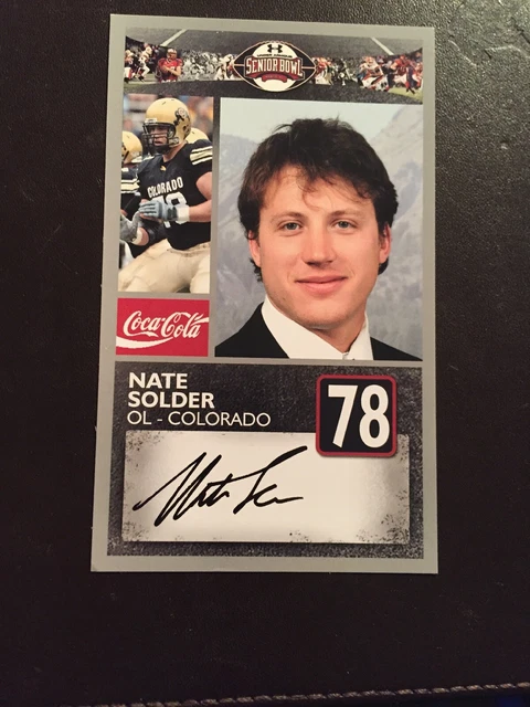 Nate Solder Under Armor Senior Bowl RC Rookie Auto Colorado Giants Patriots