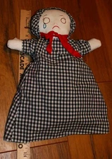 2  dolls in 1 DOLL HANDMADE STUFFED 13" CLOTH  happy BLACK sad WHITE changeable