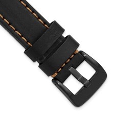 Gilden 22mm Black w/Caramel Stitching Black Buckle Sport Calfskin Watch Band