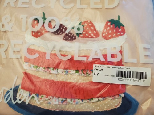 Mini Boden Applique Strawberry Shirt Pink NWT New 11-12 - Picture 2 of 2