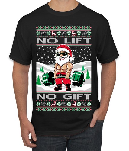 No Lift No Gift Fitness Workout Santa Herren TShirt - Bild 1 von 22
