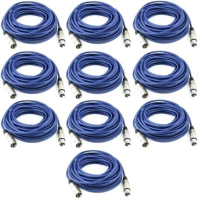 10 St 10 m PROFI Mikrofonkabel BLAU Adam Hall K3 MMF 1000 XLR DMX Mikrofon Kabel