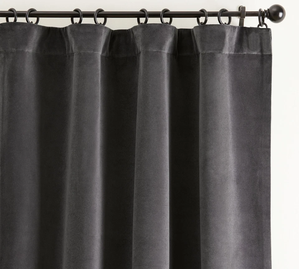 Pottery Barn Velvet Twill Blackout Curtain Drape Panel (1) Washed Black 50x108 - Image 3 of 4