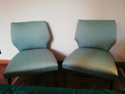 Coppia poltroncine da camera anni '60 vintage, di colore verde