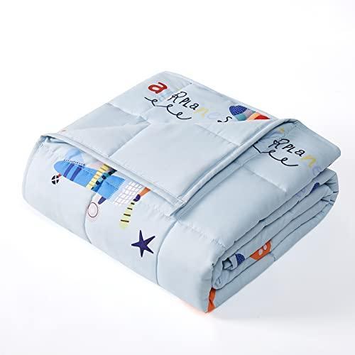 HOSUKKO Weighted Blanket Kids, Weighted Blanket for Kids 5 lbs Blue Airplane eBay