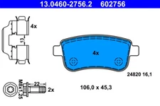 ATE 13.0460-2756.2 BRAKE PAD SET, DISC BRAKE REAR AXLE FOR RENAULT