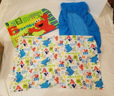 Sesame Street Crib Toddler 4pc Bedding Set Abc 123 Fitted Flat