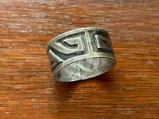 Vintage Sterling Silver 925 Wide Band Ring Face Design Sz 6