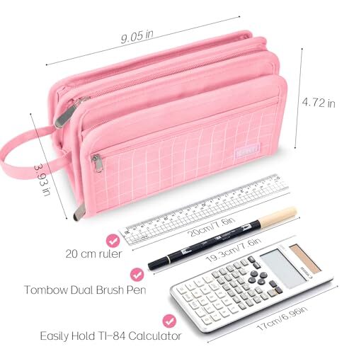 Sooez Large Pencil Case, Big Capacity Pencil Pouch Pen Bag with 3 Army Green - Foto 5 di 7