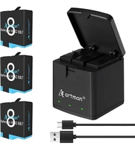 Artman Battery 1500mAh(3xPack) and 3-Channel LED USB Storage Charger