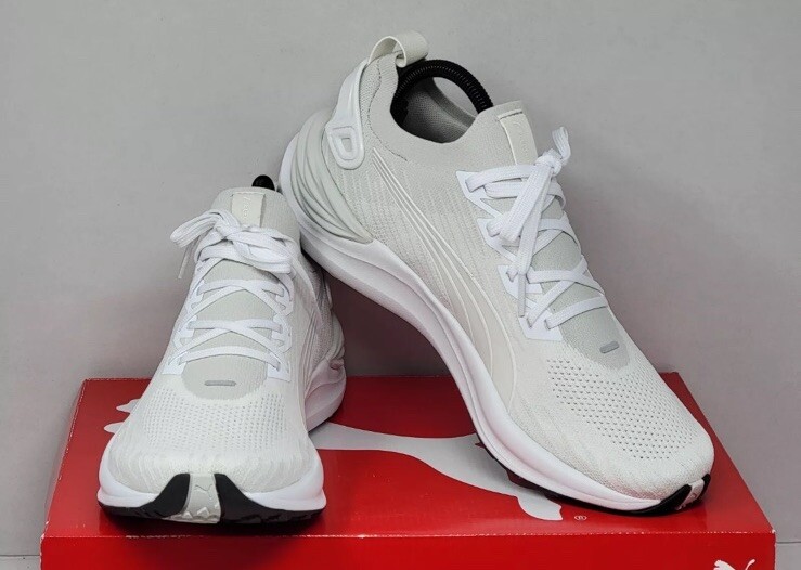 Puma Men's Electrify Nitro 3 Knit White Gray Running Shoes