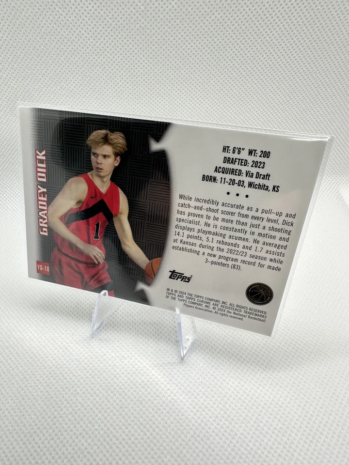 2024 Topps Chrome Basketball YQ-10 Gradey Dick Rookie Youthquake Green Refractor - Image 2 of 2