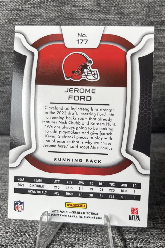 2022 Panini Certified Jerome Ford #177 Mirror Gold Rookie 10/25 Browns MINT - Image 3 of 3