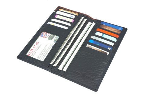 Western Cowboy Wallet Coffee Bifold Checkbook Genuine Leather Longhorn Wallet - Picture 8 of 9
