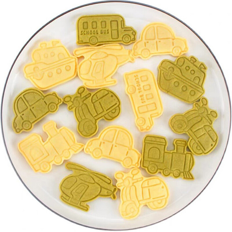 6pcs 3D Car Plane Cookie Cutter Biscuit Mold Train Vehicle Baking Cake