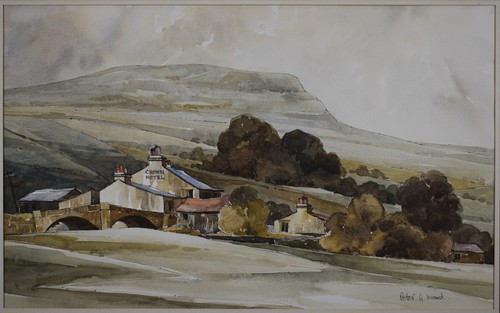 Penyghent from Horton in Ribblesdale. Watercolour by Peter G Wood, MSIA, c1970 - Picture 3 of 10