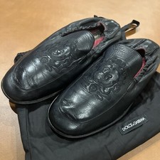 Dolce Gabana Men’s Black Leather Dress Shoes With Sling Back For Comfort Size 11