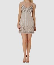 275 Aidan by Aidan Mattox Women's Beige Sequined Beaded Mini Dress Size US 6