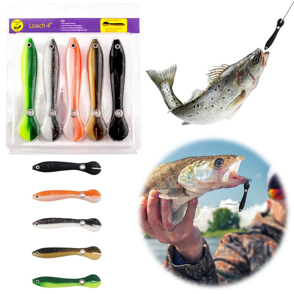 ♥ 5pcs 10cm Soft Fishing Lures Soft Bait for Bass Pike Trout Fishing