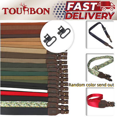 Tourbon Webbing Rifle Sling Shotgun Strap Leather End w/Swivels