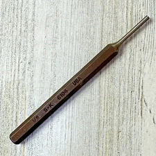 SK Hand Tools 1/8” Straight Pin Punch, 6104, Hex Shank, USA Made, New Old Stock
