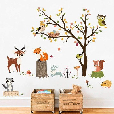 Miss Duidui Kids Woodland Wall Decals Stickers Animals Tree Owl Fox Deer Ebay Miss Duidui Kids Woodland Wall Decals Stickers Animals Tree Owl Fox Deer Ebay
