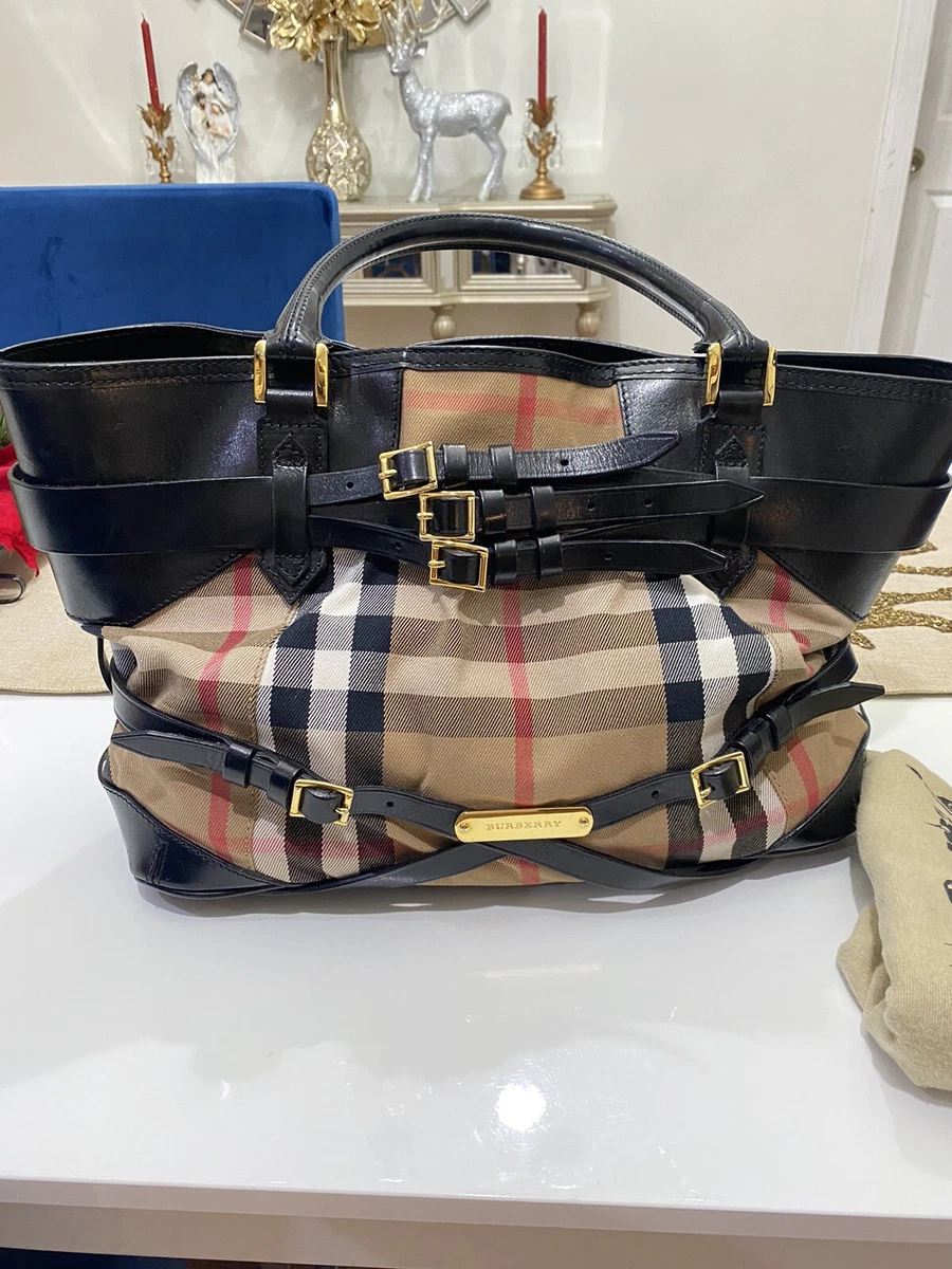 Burberry Speedy check canvas & leather satchel handbag shoulder