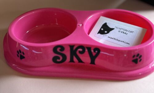 Double Personalised Cat/Dog Feeding Bowl Choice Of 2 Colours - Picture 2 of 4