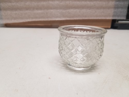 Avon Clear Glass Diamond Design Candle Holder #5