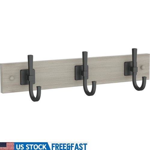 18 In Rustic Hook Rack Wall Storage Organizer 3 Heavy Duty Hooks Coats Bags New