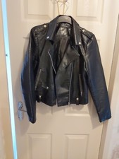 New Look Cameo Rose Black Croc Faux Leather Jacket Size 12