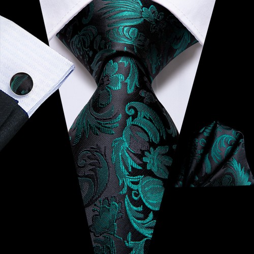 USA Men's Necktie Tie Paisley Striped Solid Hanky Cufflinks Set Wedding - Picture 126 of 162