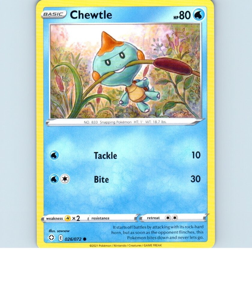 2021 Chewtle 026/072 Pokemon Card