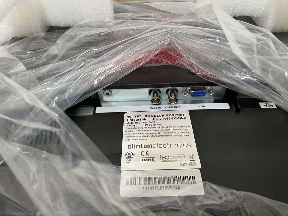 Clinton 19" TFT LCD Color Monitor CE-VT968-LC-BNC - NIB - Image 3 of 4
