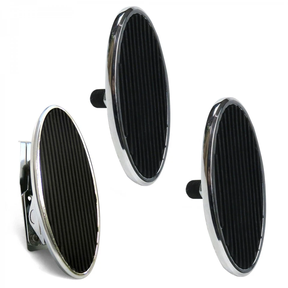 Oval Floor Mount Gas Pedal, Lg Oval Brake & Clutch Pad Chromed Billet rod - Image 2 of 4