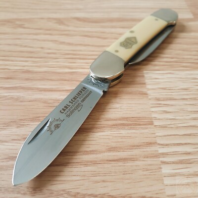 German Eye Carl Schlieper Pocket Knife Carbon Steel Blades Smooth